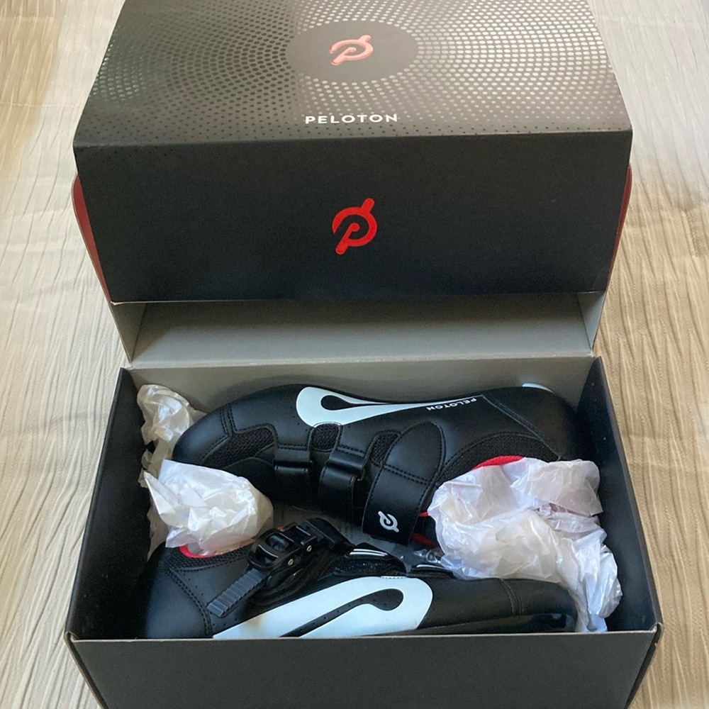 Peloton Black and White Cycling Shoes